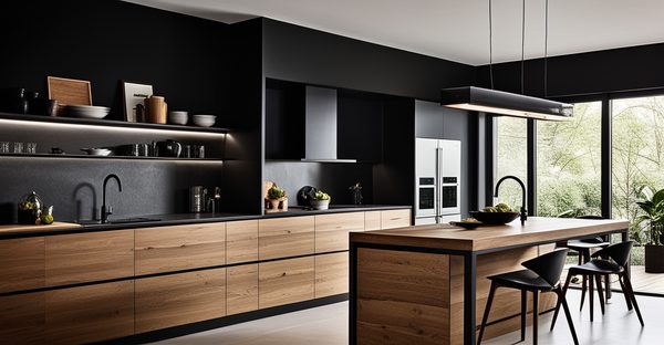 Déco cuisine : idées modernes en noir et bois à adopter