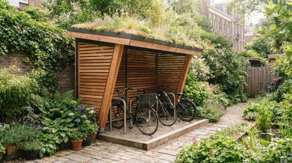 Fabriquez un abri à vélos endiablé en bois : l"harmonie parfaite avec votre jardin urbain
