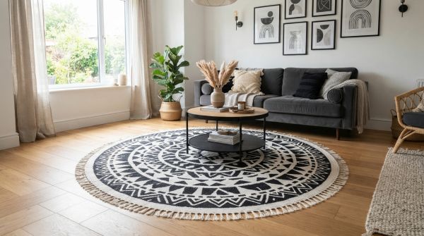 Le tapis rond noir et blanc : le choix idéal pour votre déco